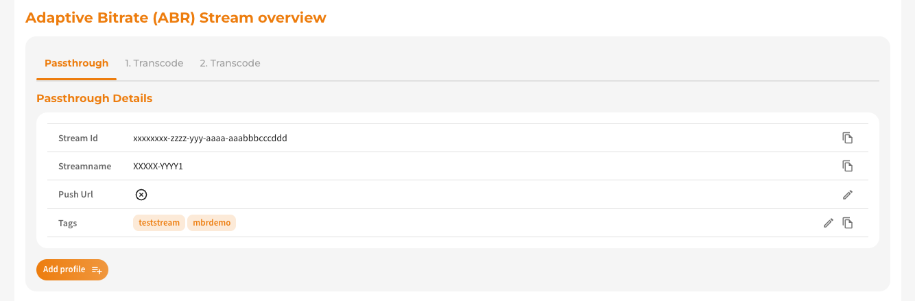 Screenshot: Adaptive Bitrate (ABR) Stream Overview