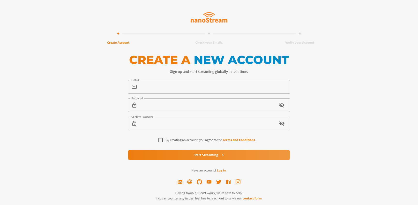 Screenshot: Invitation to existing organization in nanoStream