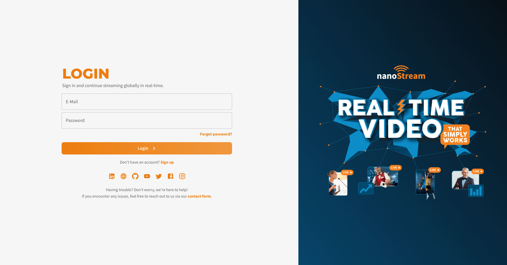 Screenshot: Sign in to nanoStream