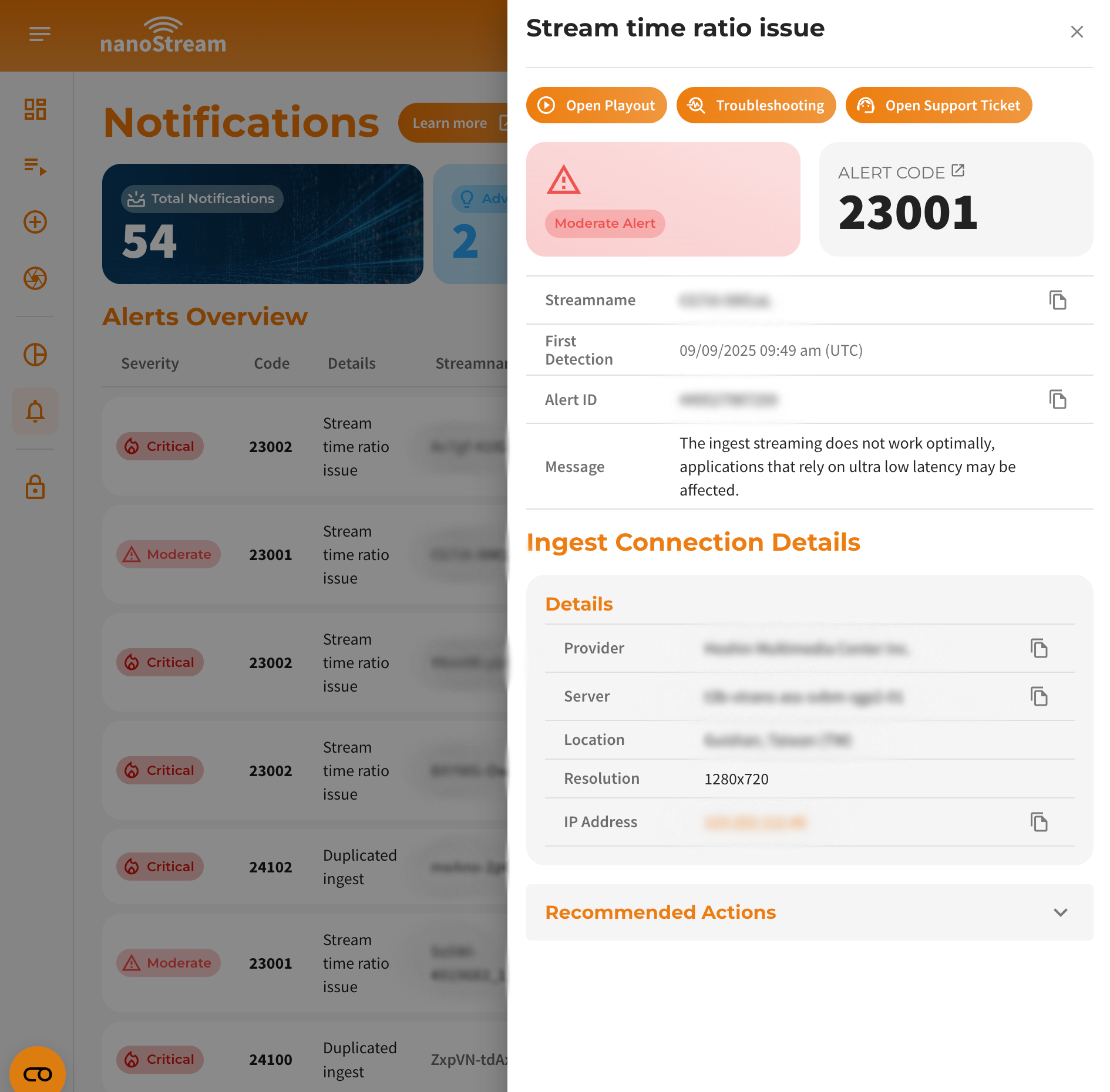 Screenshot: Alerts and Advices