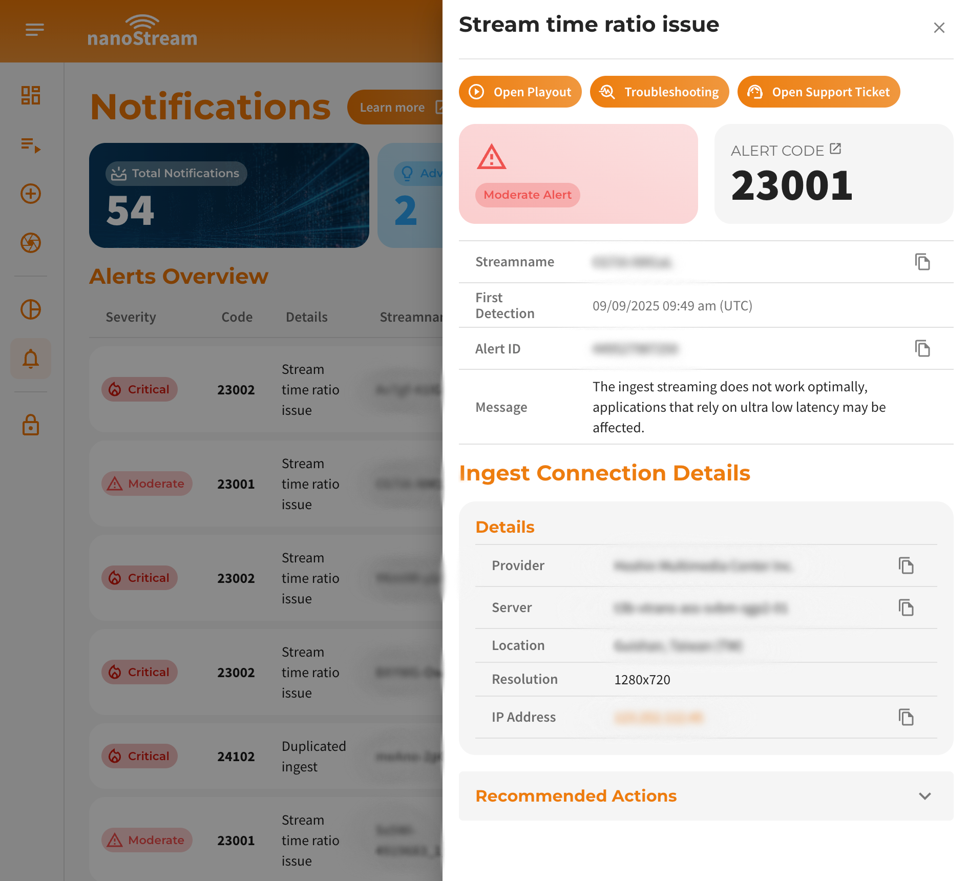 Screenshot: Alerts and Advices