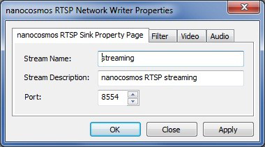 RTSP Network Writer Properties