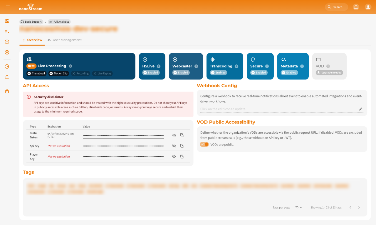 Screenshot: Stream Overview Version 5