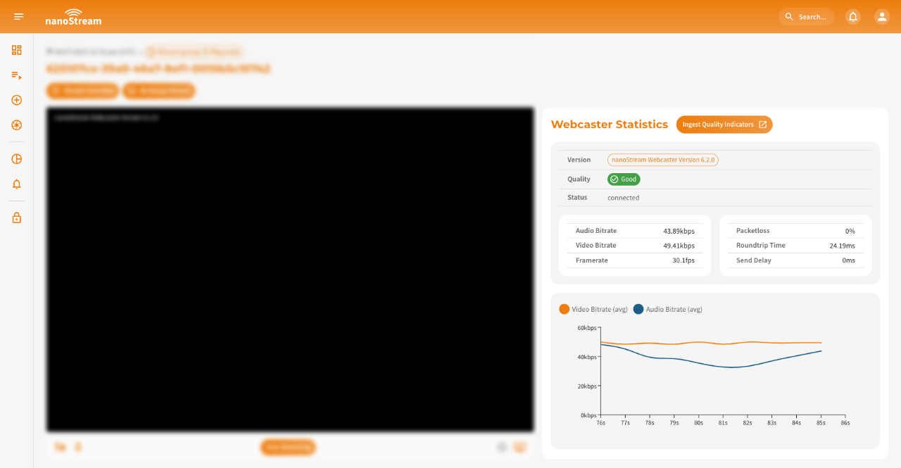 Screenshot: nanoStream Webcaster Statistics